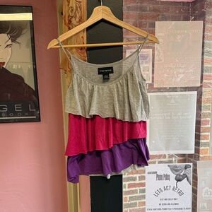 Vintage y2k Gray, Pink, and Purple Layered Cami ruffled
